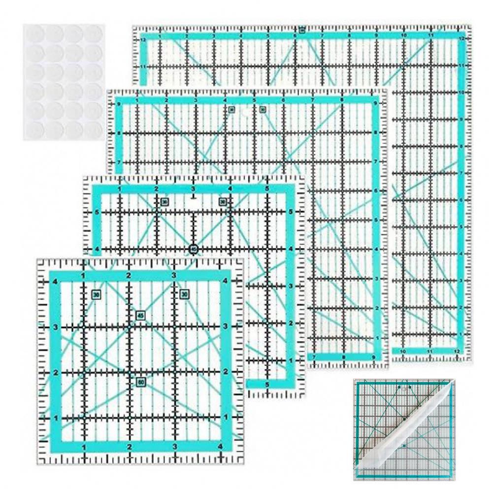 Quilting Ruler Square - Regla acolchada acrílica con anillos, regla