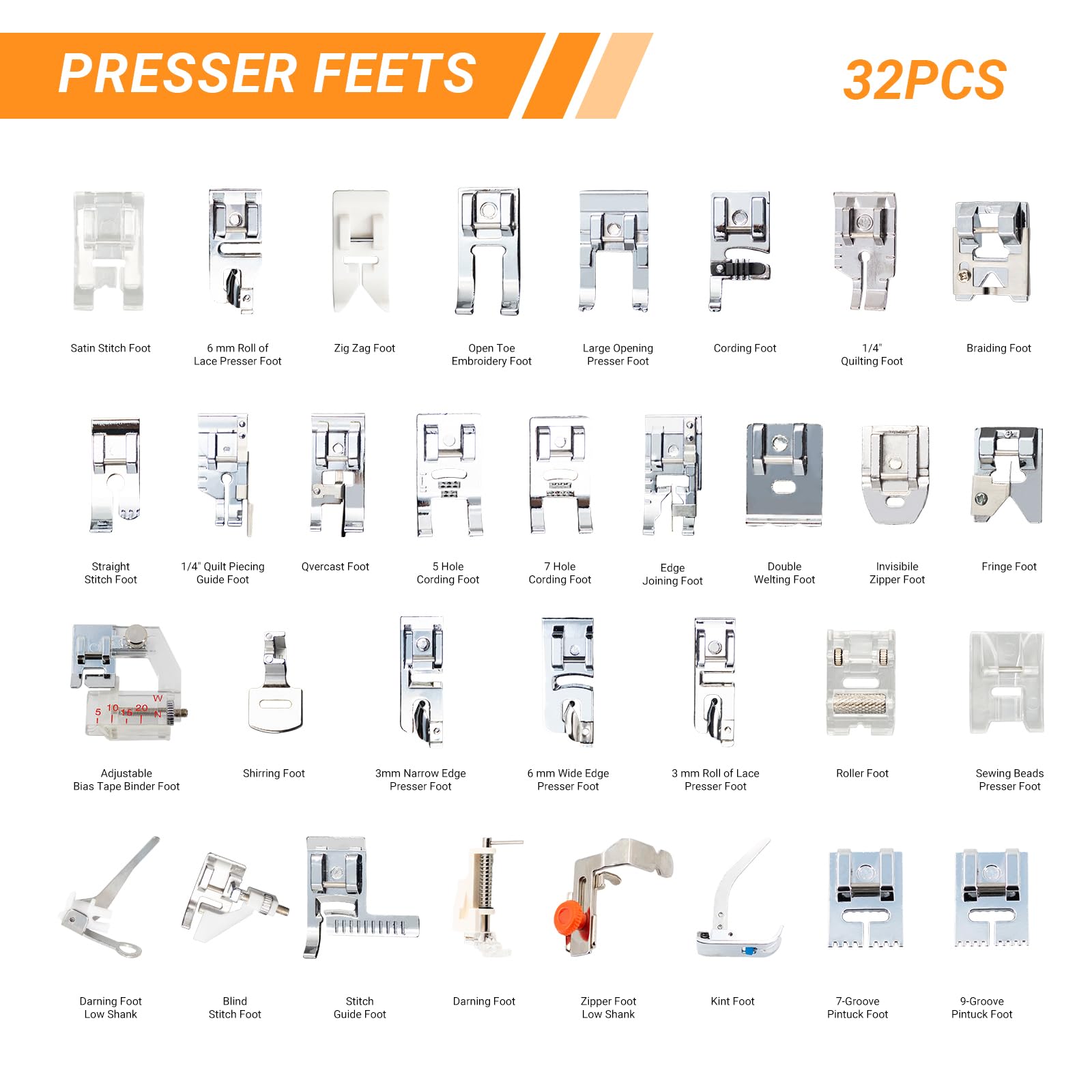 Zipper Foot Presser - Kit de prensatelas de costura multifunción