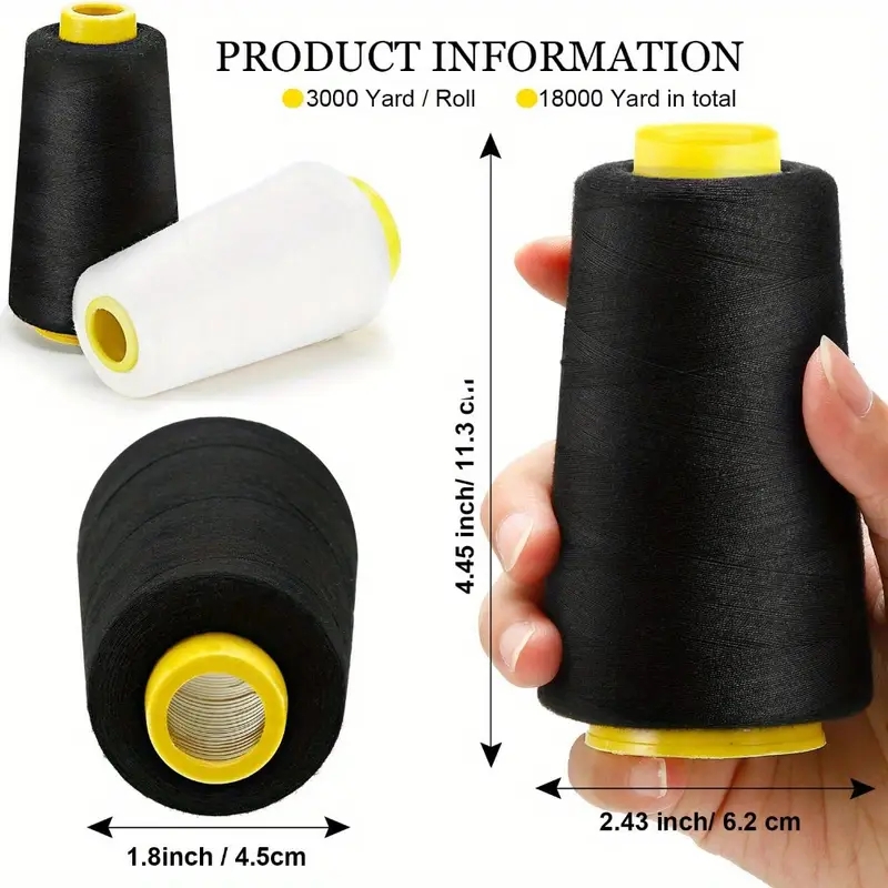 3 conos de hilo Overlock negro - Serger Thread Cone reseña y precio